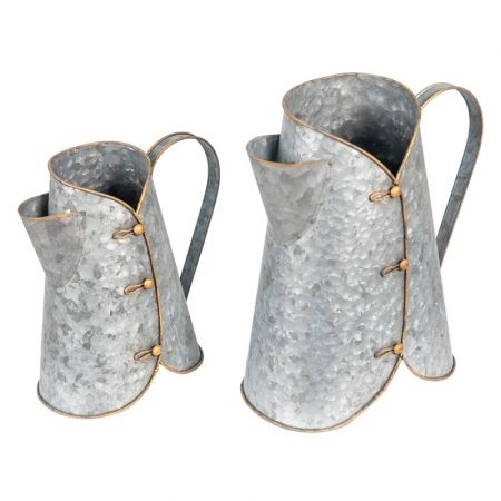Clayre & Eef Wasserkrug Grau Metall Wasserkanne Deko Accessoires