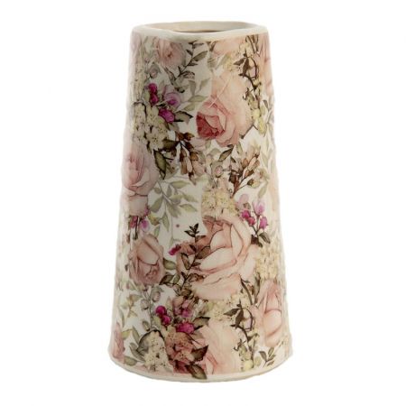 Clayre & Eef Wasserkrug 750 ml Rosa Keramik Blumen Wasserkanne Deko Accessoires