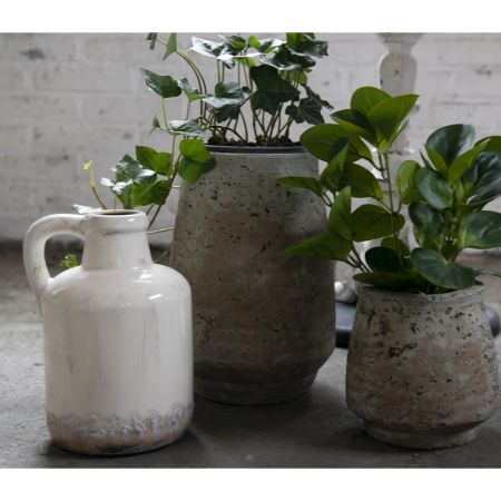 Clayre & Eef Deko Kanne Ø 14x23 cm Beige Keramik Mini Flasche