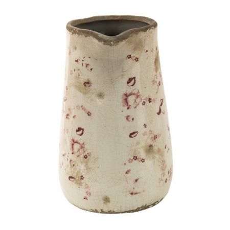Clayre & Eef Wasserkrug 1150 ml Rosa Beige Keramik Blumen Wasserkanne Deko Accessoires