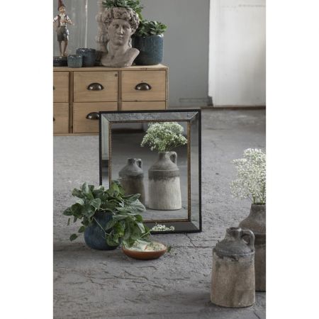 Clayre & Eef Deko Kanne Ø 16x28 cm Grau Keramik Rund Mini Flasche