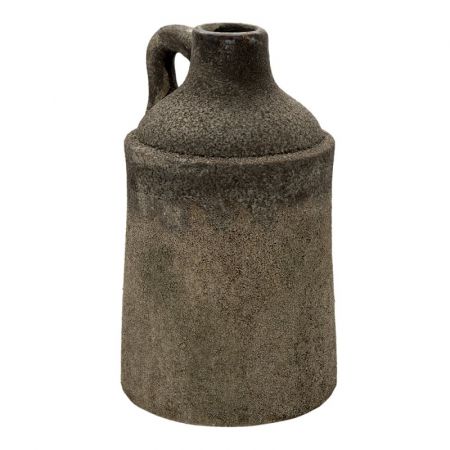 Clayre & Eef Deko Kanne Ø 16x28 cm Grau Keramik Rund Mini Flasche