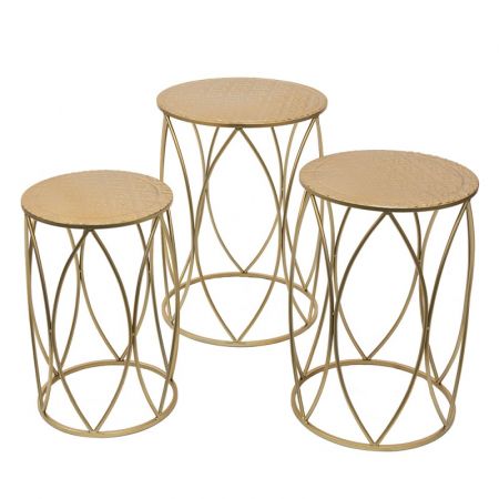 Clayre & Eef Pflanzentisch Ø 41 Ø 38 Ø 35 cm Goldfarbig