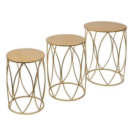 Clayre & Eef Pflanzentisch Ø 41 Ø 38 Ø 35 cm Goldfarbig