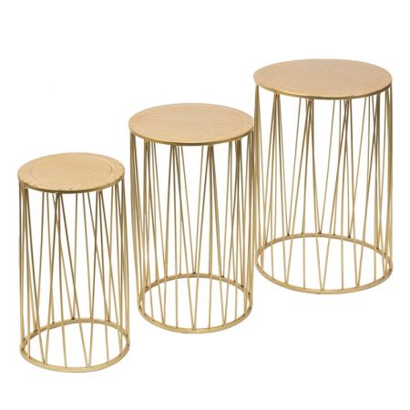 Clayre & Eef Pflanzentisch Ø 38 Ø 31 Ø 24 cm Goldfarbig