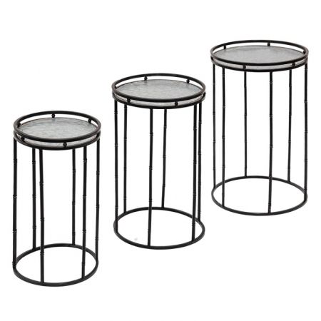 Clayre & Eef Pflanzentisch Ø 35 Ø 31 Ø 26 cm Schwarz