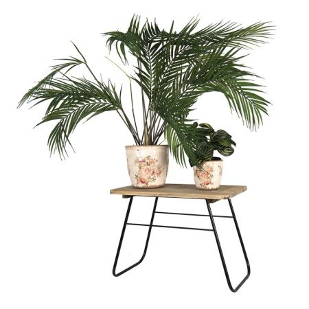 Clayre & Eef Pflanzentisch 46x26x33 cm Braun Holz Metall Rechteckig