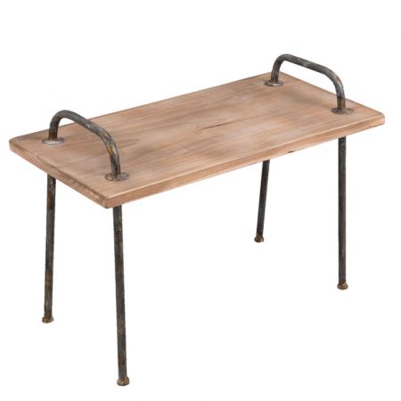 Clayre & Eef Beistelltisch 66x35x48 cm Braun Holz Metall Rechteckig
