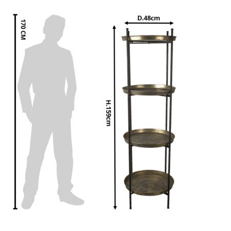 Clayre & Eef Wandregal Ø 48x159 cm Kupferfarbig Metall Rund