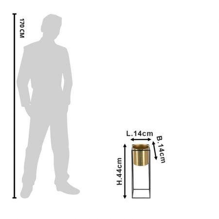 Clayre & Eef Blumentopf Indoor 14x14x44 cm Goldfarbig Schwarz