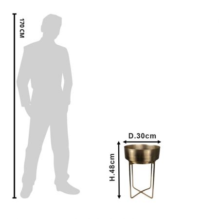 Clayre & Eef Blumentopf Indoor Ø 30x48 cm Goldfarbig
