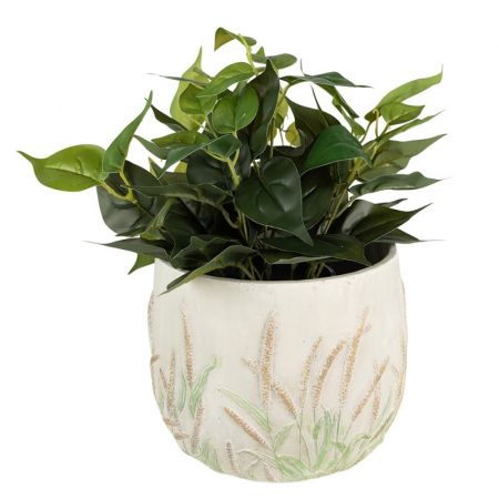 Clayre & Eef Blumentopf Indoor Ø 19x14 cm Grün Beige Stein