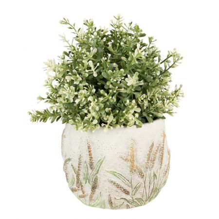 Clayre & Eef Blumentopf Indoor Ø 14x11 cm Grün Beige Stein