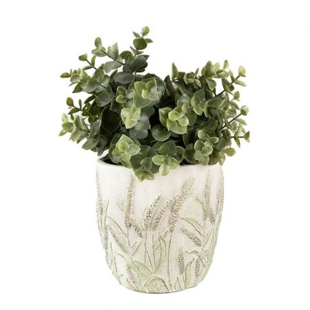 Clayre & Eef Blumentopf Indoor Ø 13x13 cm Grün Beige Stein