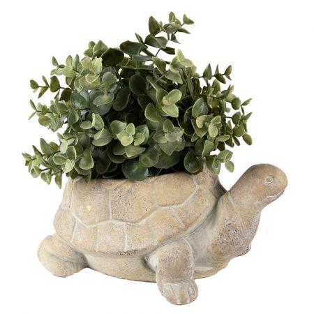 Clayre & Eef Blumentopf Indoor Schildkröte 22x16x10 cm Beige