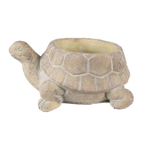 Clayre & Eef Blumentopf Indoor Schildkröte 22x16x10 cm Beige