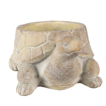 Clayre & Eef Blumentopf Indoor Schildkröte 22x16x10 cm Beige