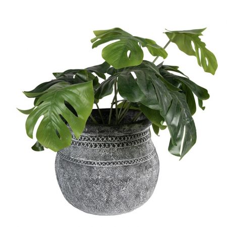 Clayre & Eef Blumentopf Indoor Ø 21x19 cm Grau Stein