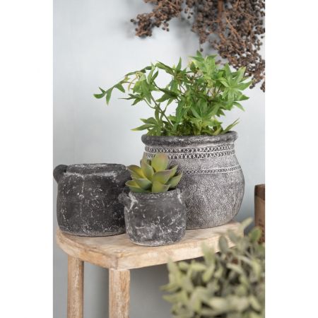 Clayre & Eef Blumentopf Indoor 17x15x13 cm Grau Stein