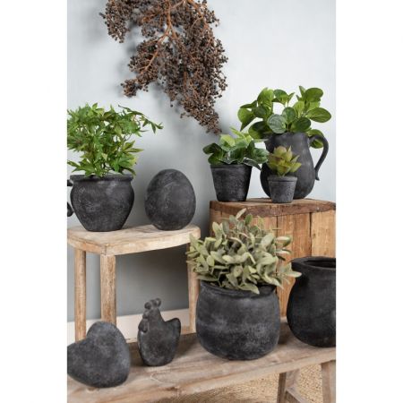 Clayre & Eef Blumentopf Indoor 20x16x14 cm Grau