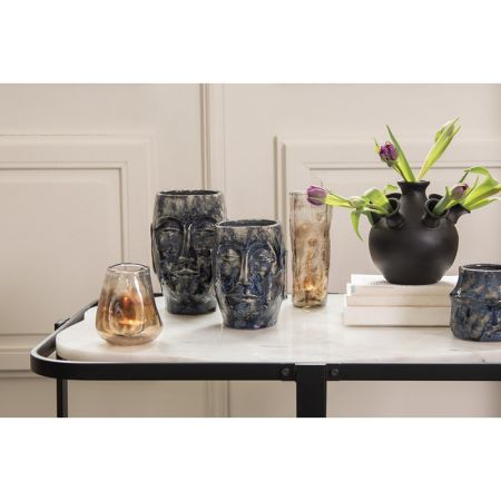 Clayre & Eef Blumentopf Indoor Ø 12x11 cm Blau