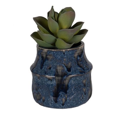 Clayre & Eef Blumentopf Indoor Ø 12x11 cm Blau