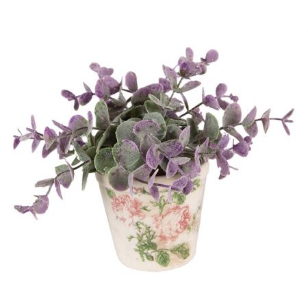 Clayre & Eef Blumentopf Indoor Ø 8x7 cm Rosa Beige Keramik Blumen