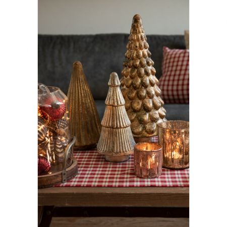 Clayre & Eef Dekorative Figur 46 cm Goldfarbig Glas Weihnachtsbaum Deko Accessoires