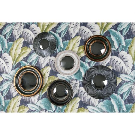 Clayre & Eef Wandspiegel Ø 23 cm Braun Grau Kunststoff Rund