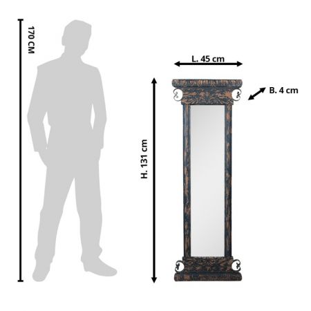 Clayre & Eef Wandspiegel 45x131 cm Blau Braun Holz Spiegel Groß Schminkspiegel