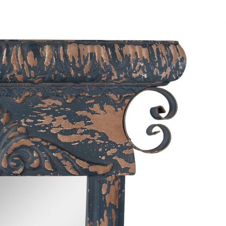 Clayre & Eef Wandspiegel 45x131 cm Blau Braun Holz Spiegel Groß Schminkspiegel