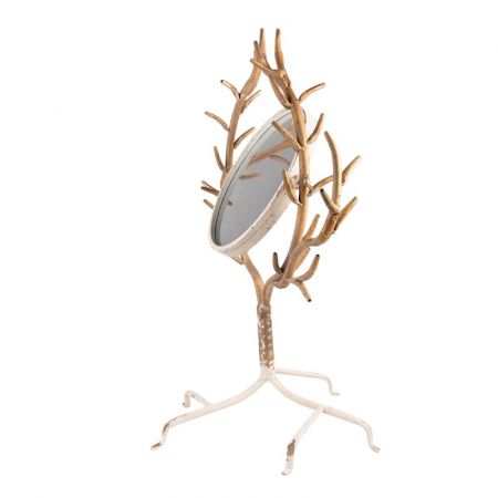 Clayre & Eef Standspiegel 51x37x65 cm Beige Goldfarbig Metall Glas