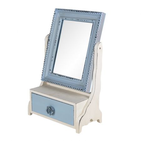 Clayre & Eef Standspiegel 25x38 cm Blau MDF Glas