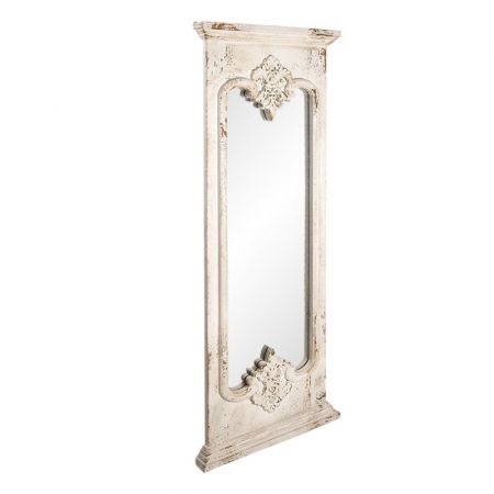 Clayre & Eef Wandspiegel 55x149 cm Weiß Holz Rechteckig Spiegel Groß Schminkspiegel