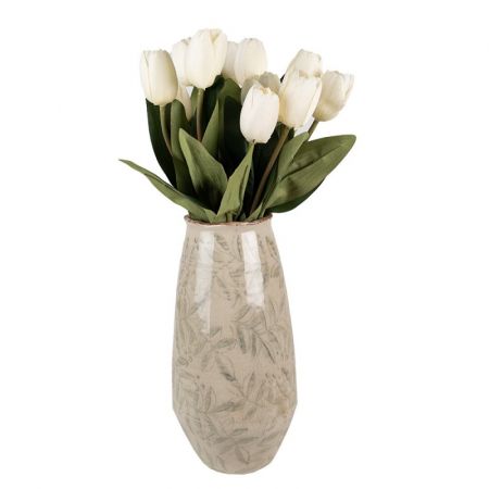 Clayre & Eef Vase Ø 13x26 cm Grün Beige Keramik