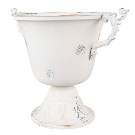 Clayre & Eef Deko Vase 33 cm Beige Metall Deko Accessoires Blumeptopf drinnen