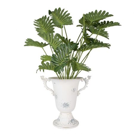 Clayre & Eef Deko Vase 30 cm Beige Metall Deko Accessoires Blumeptopf drinnen