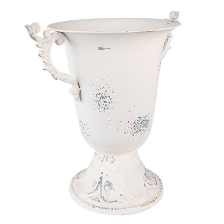 Clayre & Eef Deko Vase 30 cm Beige Metall Deko Accessoires Blumeptopf drinnen