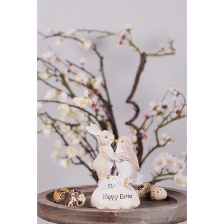 Clayre & Eef Figur Kaninchen 13 cm Beige Braun Kunststoff Wohnaccessoires