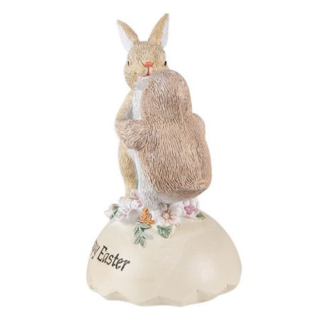 Clayre & Eef Figur Kaninchen 13 cm Beige Braun Kunststoff Wohnaccessoires