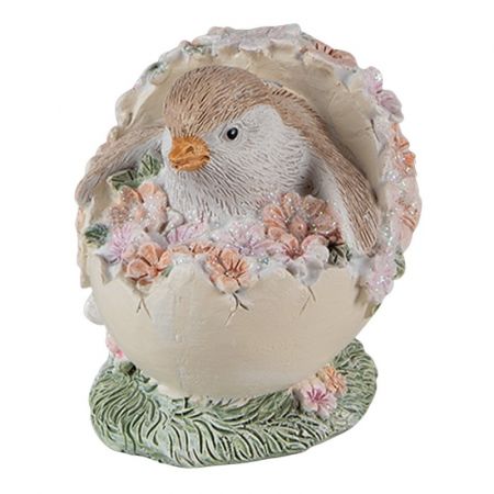 Clayre & Eef Figur Küken 7 cm Beige Braun Kunststoff Wohnaccessoires