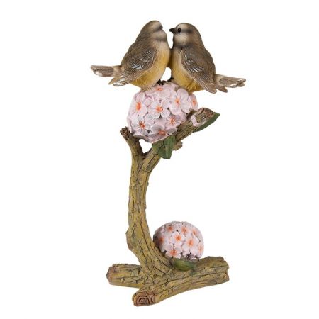 Clayre & Eef Figur Vögel 19 cm Braun Rosa Kunststoff Wohnaccessoires
