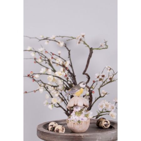 Clayre & Eef Figur Vogel 14 cm Beige Grau Kunststoff Wohnaccessoires