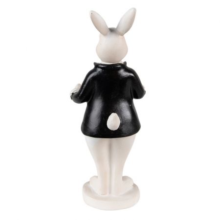 Clayre & Eef Figur Kaninchen 15 cm Schwarz Weiß Kunststoff Wohnaccessoires