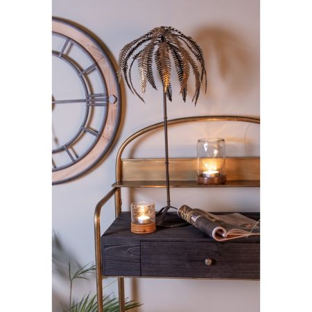 Clayre & Eef Deko Palme 73 cm Goldfarbig Schwarz Metall Deko Accessoires Dekoratives Figur