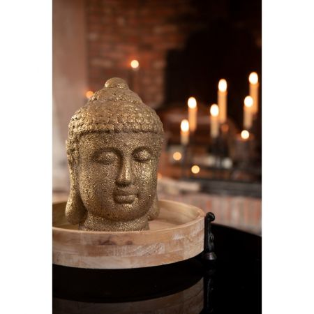 Clayre & Eef Dekorative Figur Buddha 23 cm Goldfarbig Keramik Rund Deko Accessoires