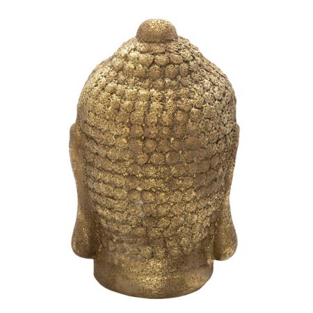 Clayre & Eef Dekorative Figur Buddha 23 cm Goldfarbig Keramik Rund Deko Accessoires