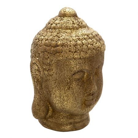 Clayre & Eef Dekorative Figur Buddha 23 cm Goldfarbig Keramik Rund Deko Accessoires