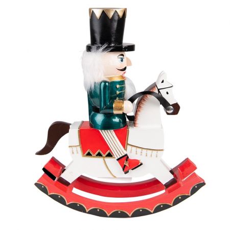 Clayre & Eef Weihnachtsdekoration für Innenräume Nussknacker 29 cm Weiß Grün Kunststoff