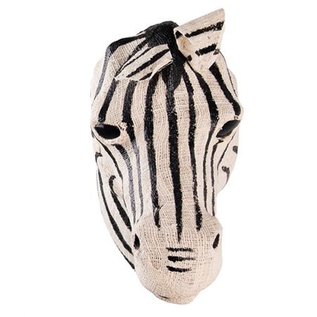 Clayre & Eef Wanddekoration Zebra 27 cm Schwarz Weiß Papier Metall Wohnaccessoires
